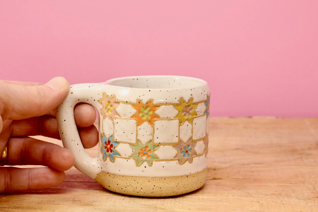 Sawtooth Star flower MINI Mug #25- (5.5 oz.)
