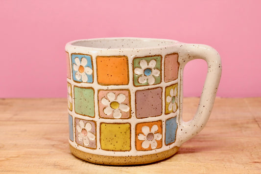 Flower Block Mug #40-( 12.5oz.)