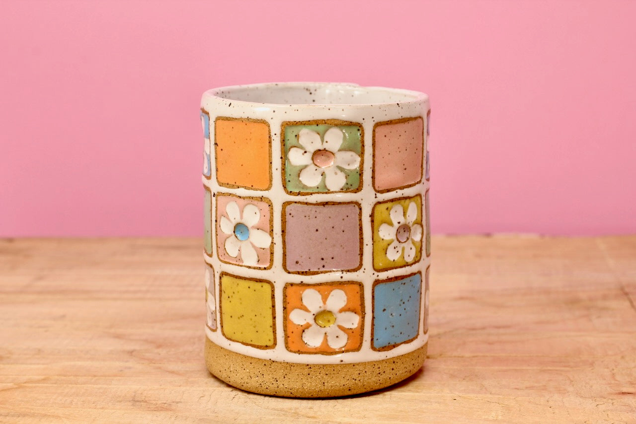 Flower Block Tumbler #47- (8.5 oz.)
