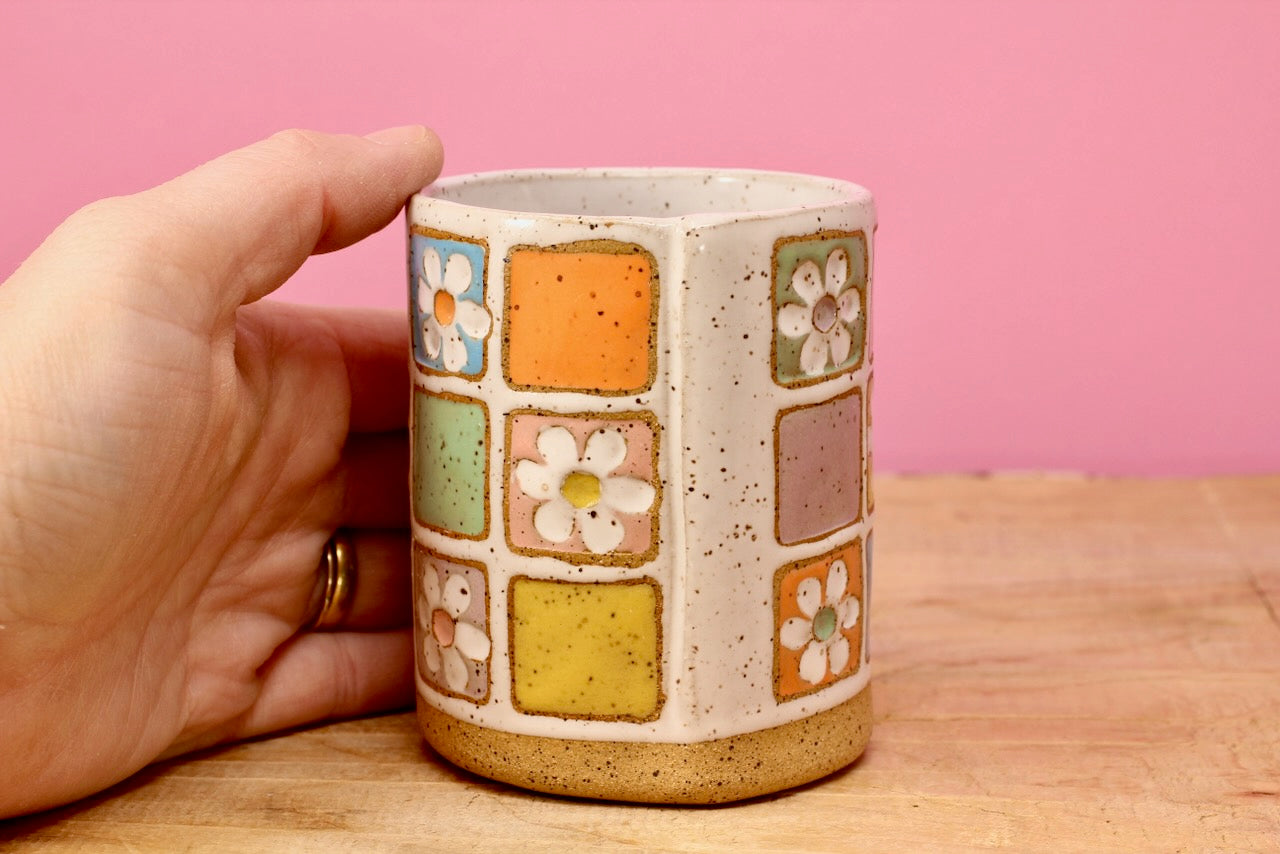 Flower Block Tumbler #47- (8.5 oz.)