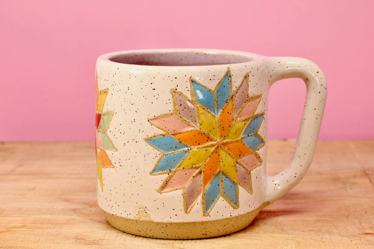 Star Block Quilt Mug-Purple #74- (12.5 oz.)