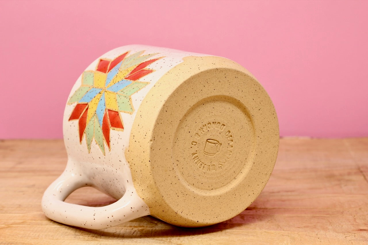 Star Block Quilt Mug-Turq. #76- (12 oz.)