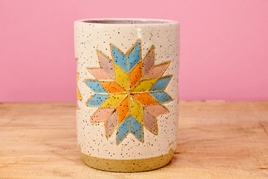 Star Block Quilt Tumbler-Purple. #79- (10 oz.)