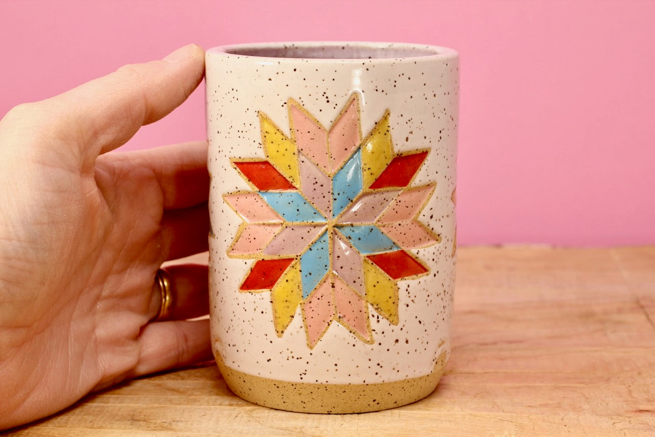 Star Block Quilt Tumbler-Purple. #79- (10 oz.)