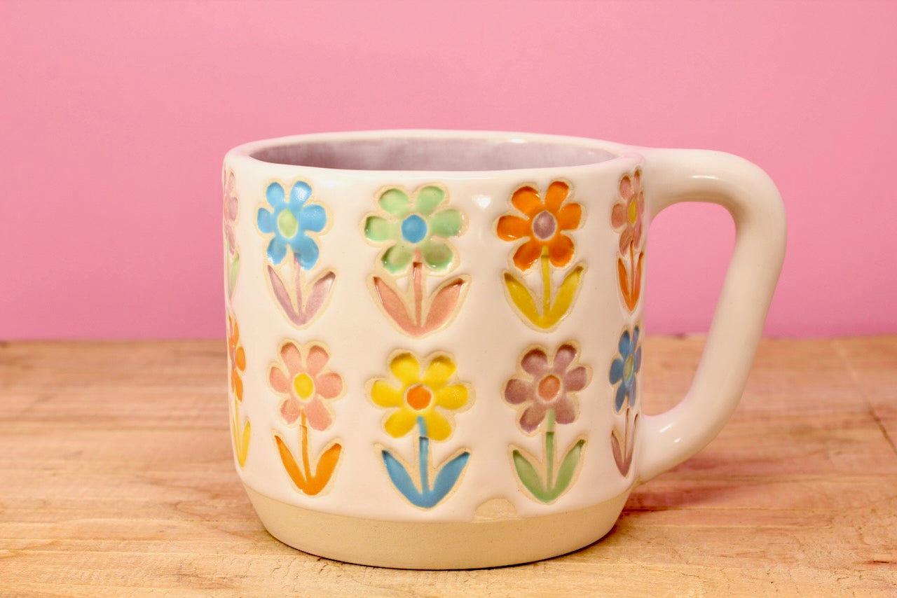 Stemmed Flower Mug-Purple #99- (13.5 oz.)