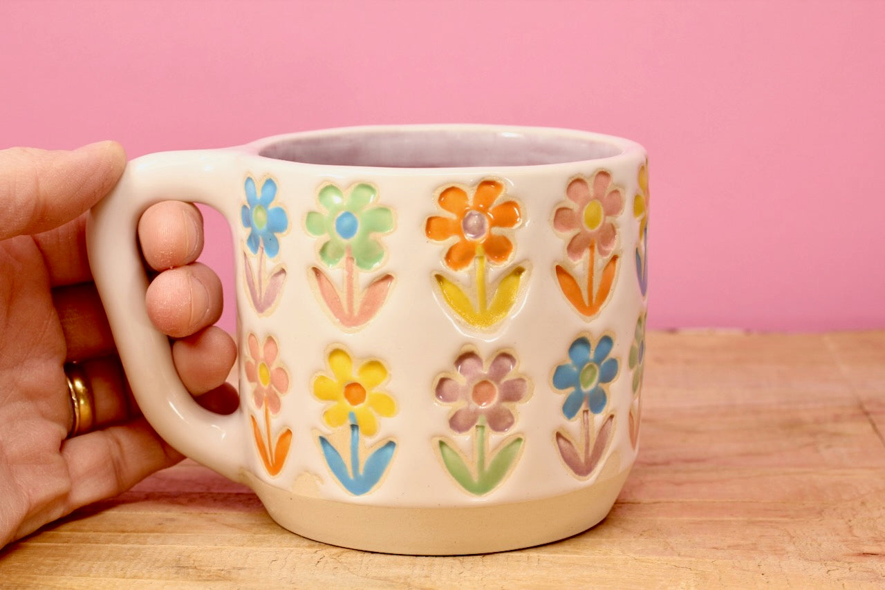 Stemmed Flower Mug-Purple #99- (13.5 oz.)