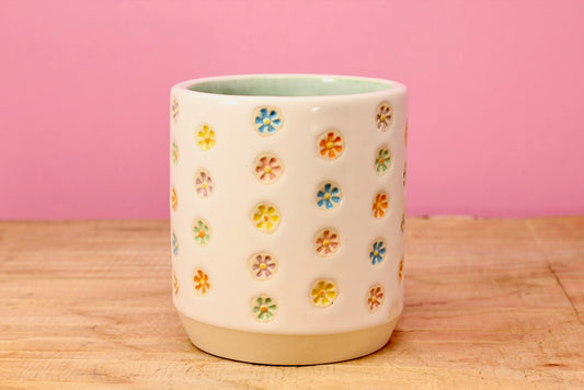 "Tiny Flower" Tumbler-Turqu. #107- (9.5 oz.)