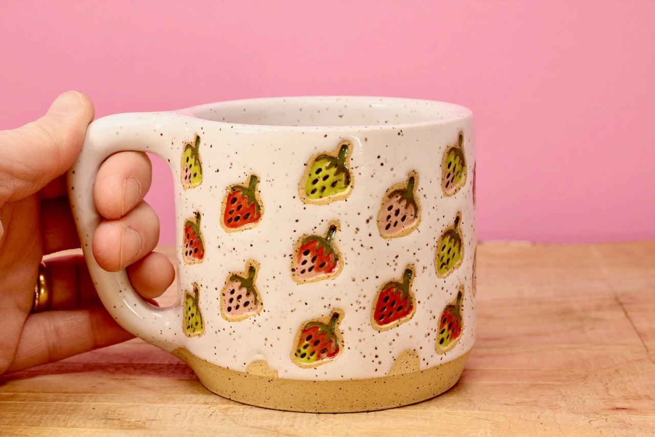 Strawberry Stamped Mug #117- (12 oz.)