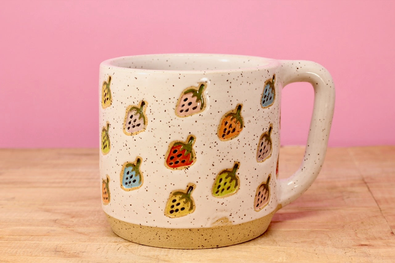Strawberry Stamped Mug Rainbow #121- (13.5 oz.)