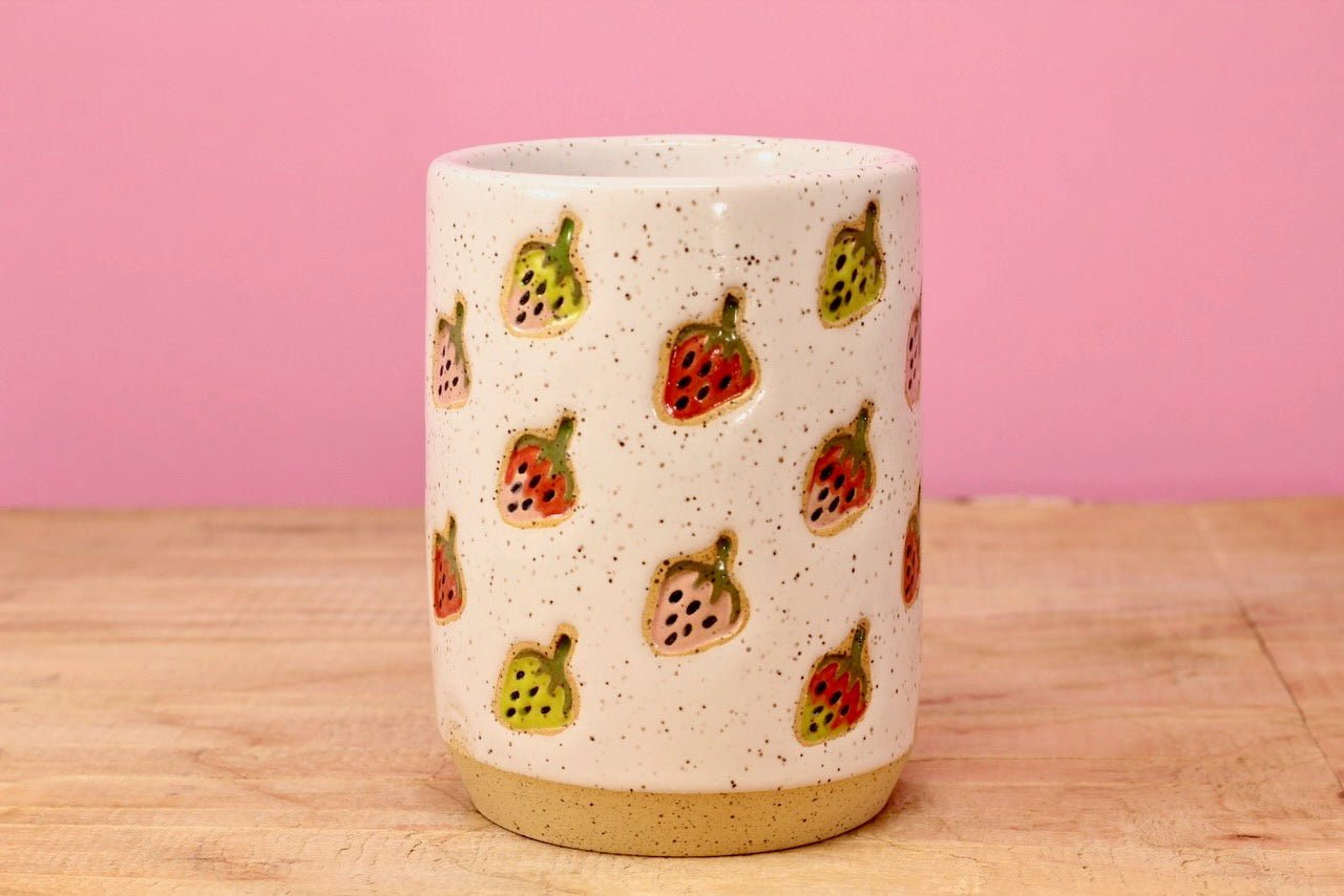 Strawberry Stamped Tumbler #126- (8 oz.)