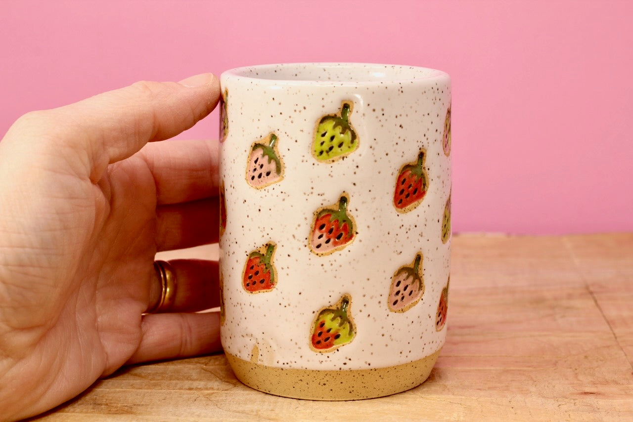 Strawberry Stamped Tumbler #126- (8 oz.)