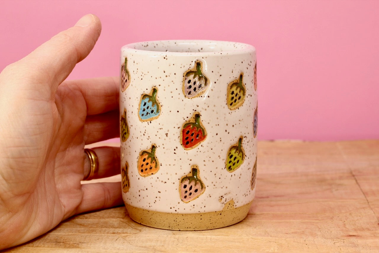 Strawberry Stamped Tumbler Rainbow #128- (7.5 oz.)
