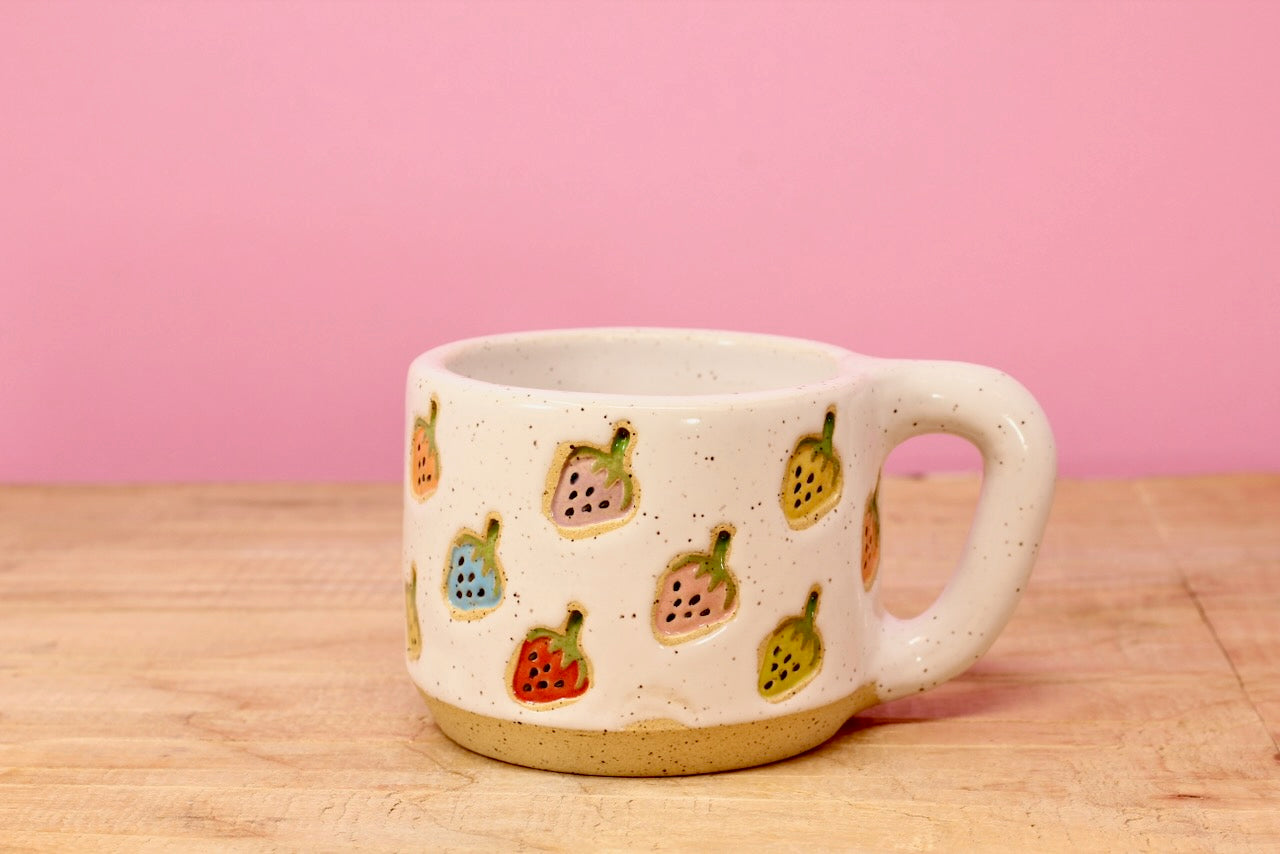 Strawberry Stamped MINI Mug Rainbow #130- (5 oz.)