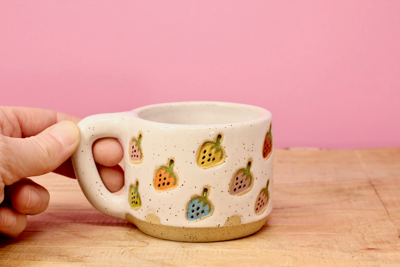 Strawberry Stamped MINI Mug Rainbow #130- (5 oz.)
