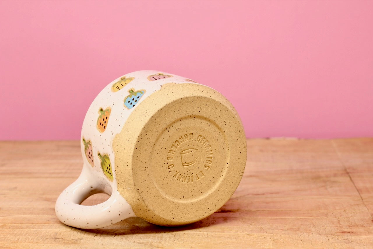 Strawberry Stamped MINI Mug Rainbow #130- (5 oz.)