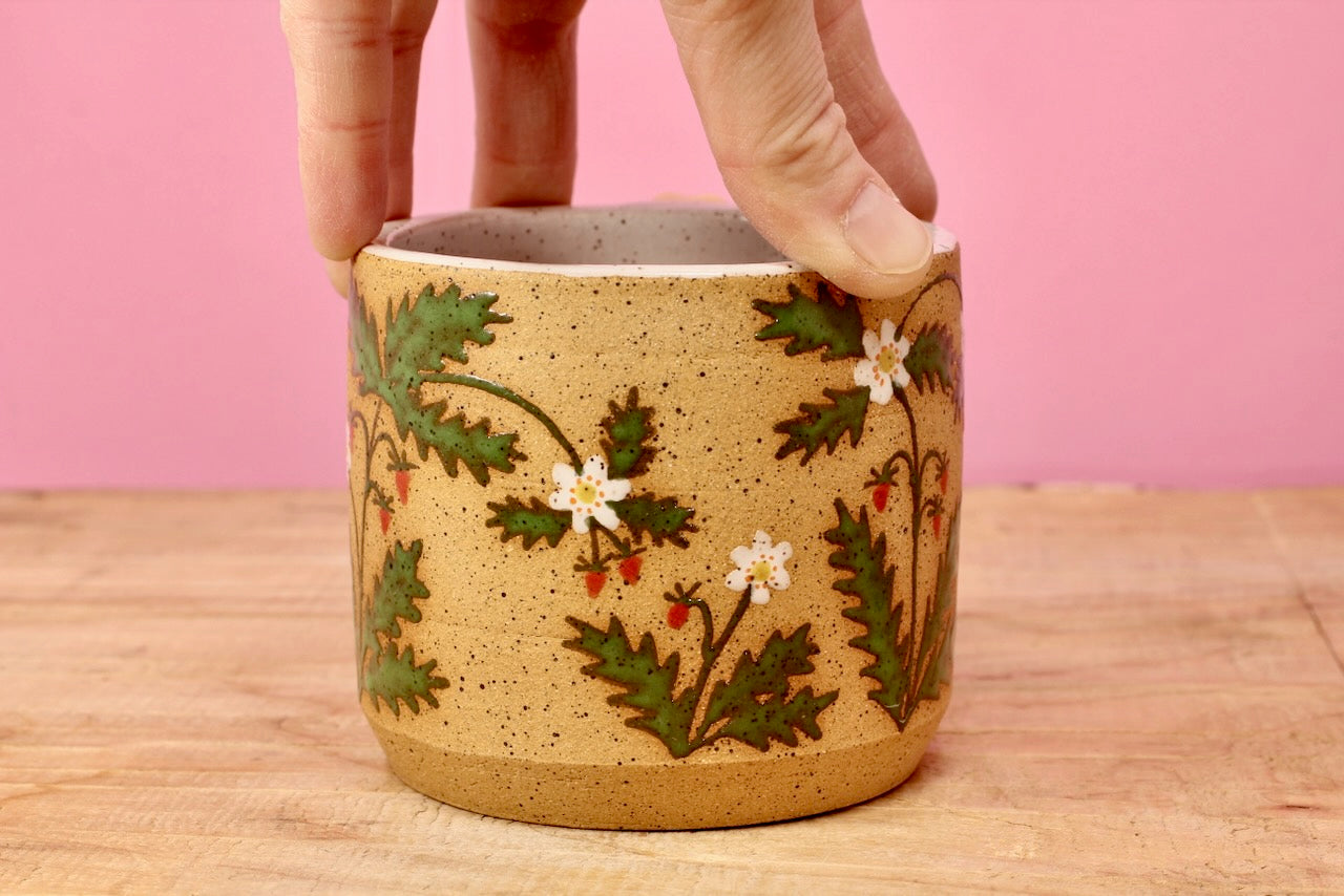 Wildflower Strawberry Mug -Yellow #161- (12 oz.)