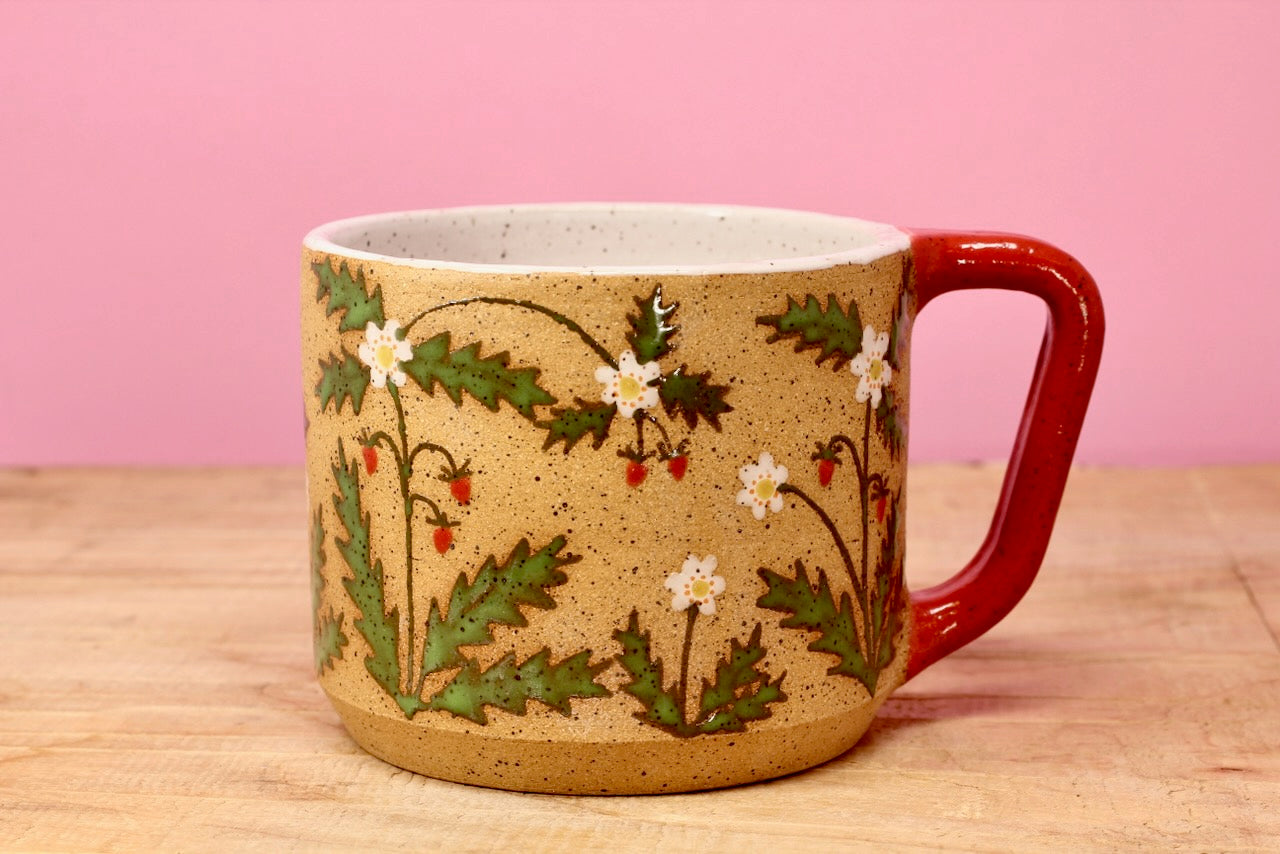 Wildflower Strawberry Mug -Red #162- (13 oz.)