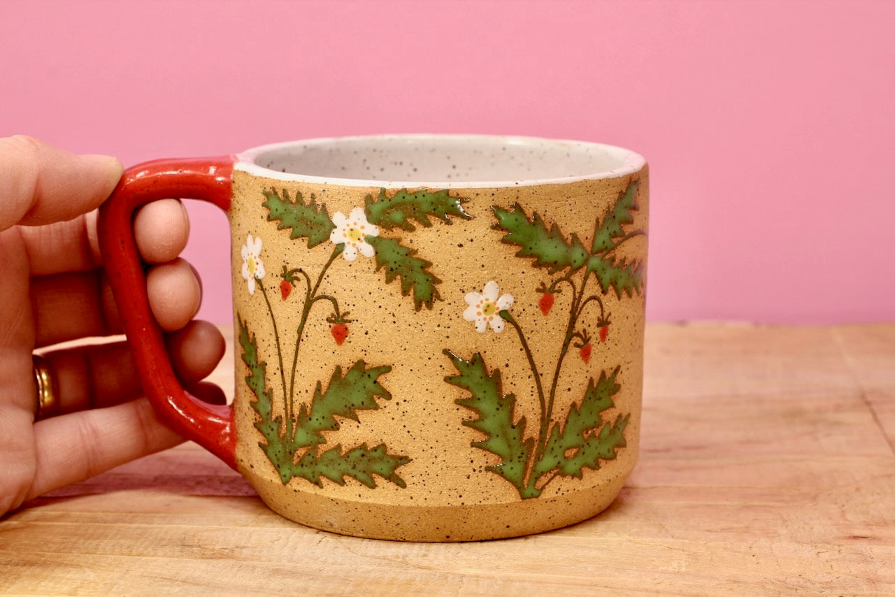 Wildflower Strawberry Mug -Red #162- (13 oz.)