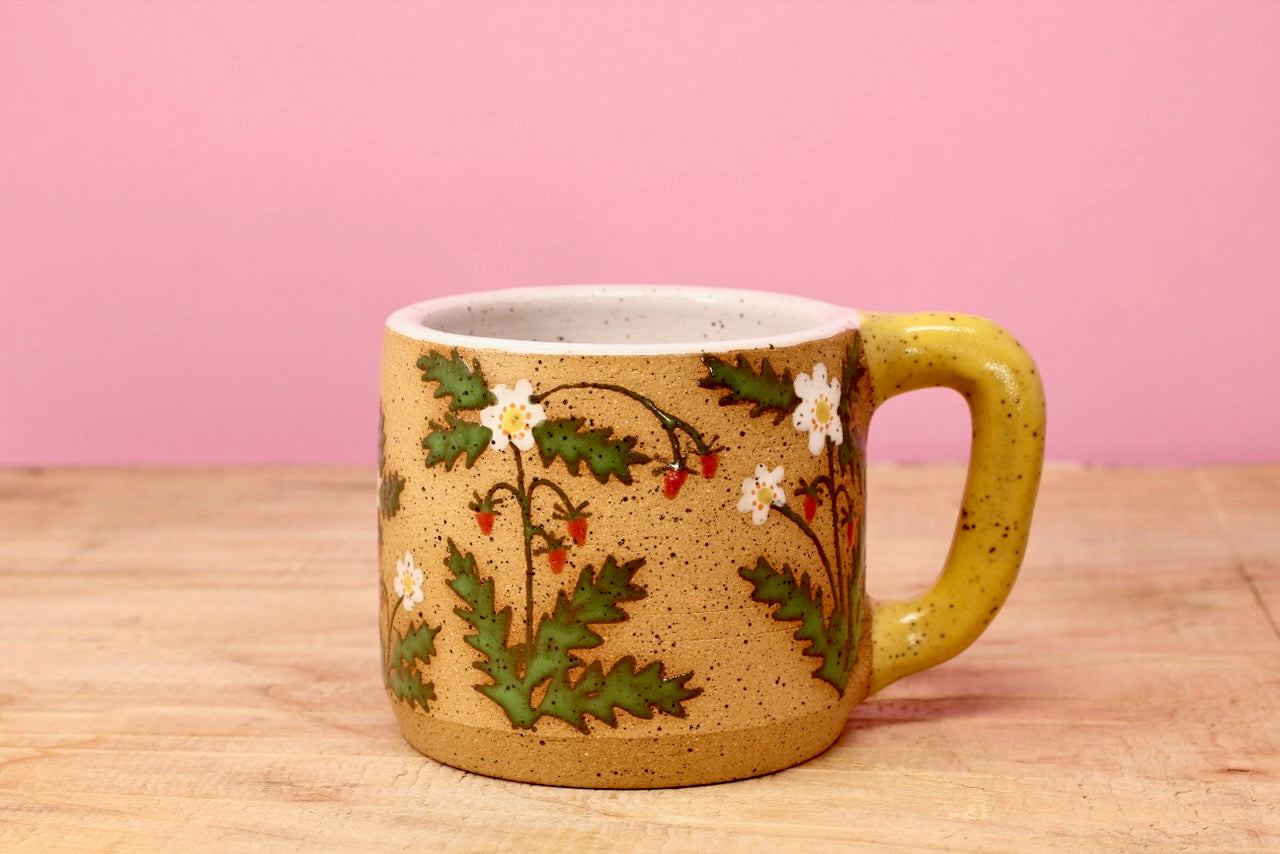 Wildflower Strawberry MINI Mug -Yellow #165-(6.5 oz.)