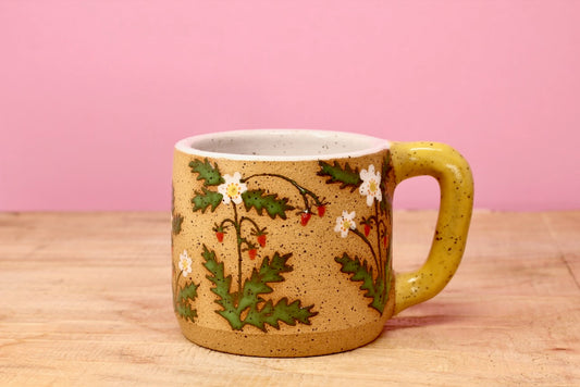 Wildflower Strawberry MINI Mug -Yellow #165-(6.5 oz.)