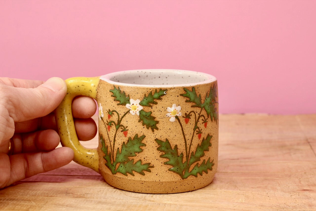 Wildflower Strawberry MINI Mug -Yellow #165-(6.5 oz.)