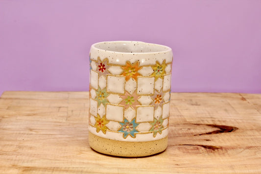Sawtooth Star Flower Tumbler #8- (8 oz.)