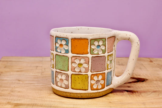 Flower Block Mug #29- (12.5 oz.)