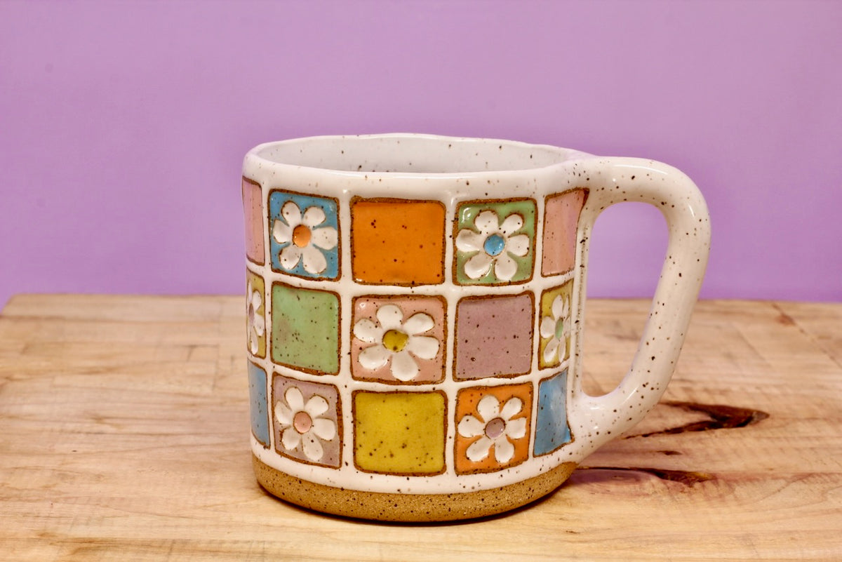 Flower Block Mug #30-( 12.5oz.)