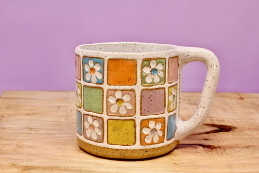 Flower Block Mug #31- (12.5 oz.)
