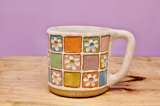 Flower Block Mug #32- (12.5 oz.)