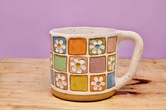 Flower Block Mug #33- (12.5 oz.)