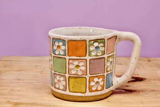 Flower Block Mug #34- (12.5 oz.)