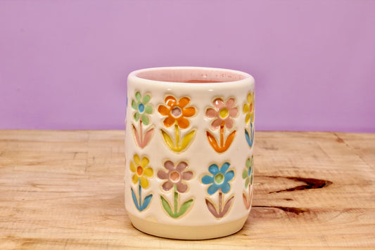 Stemmed Flower Tumbler-pink #110- (6 oz.)