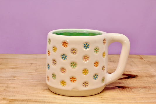 "Tiny Flower" Mug-Turq #115- (9.5 oz.)