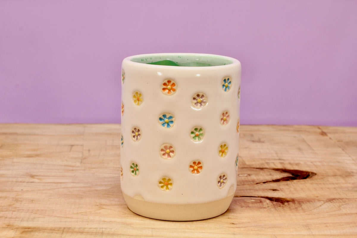 "Tiny Flower" Tumbler-Turqu. #117- (6.5 oz.)