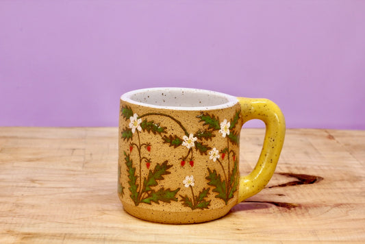 Wildflower Strawberry MINI Mug -Yellow #153-(6 oz.)