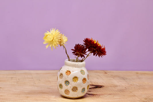 Vase- Tiny Flower Stamped Small #172