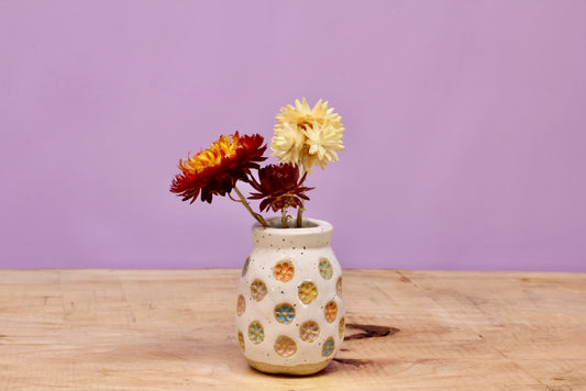 Vase- Tiny Flower Stamped Small #173