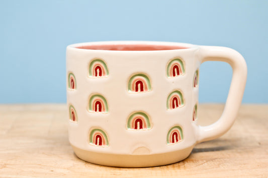Rainbow Stamped Mug-Pink #40- (13.5 oz.)