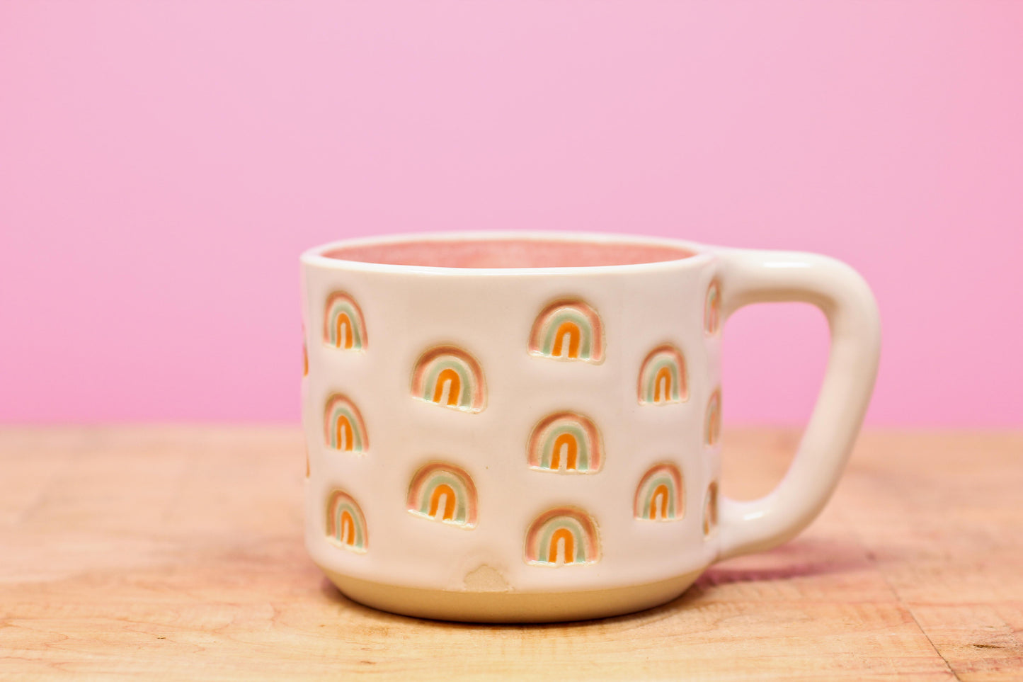Rainbow Stamped Mug-Pink*SECOND* #90- (11 oz.)