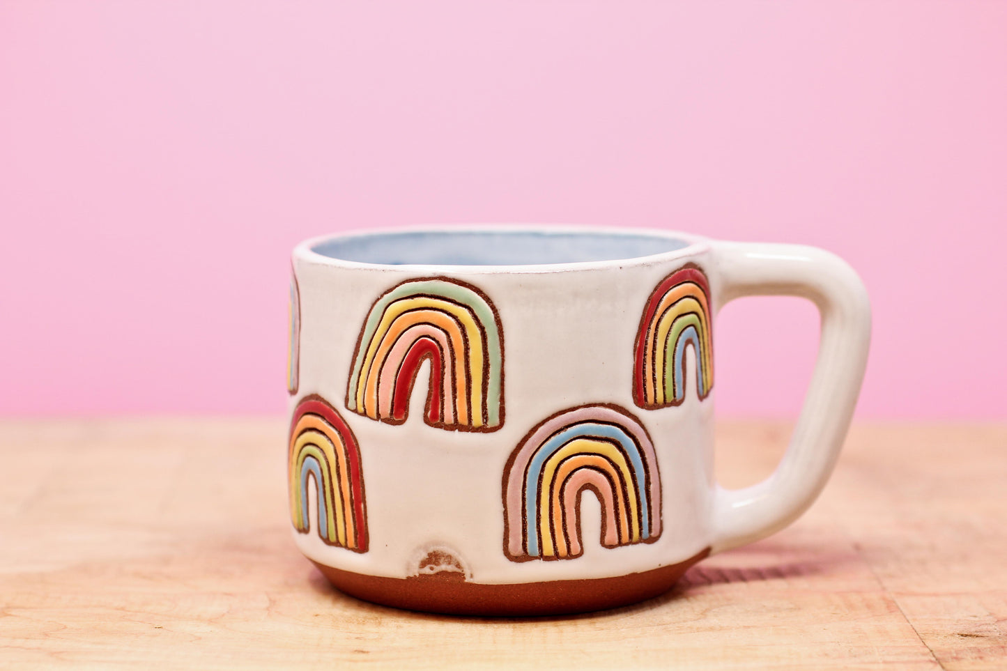 Rainbow Carved Mug- Blue #100- (12 oz.)