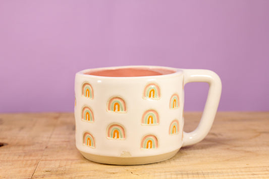 Rainbow Stamped Mug-Pink #83- (12 oz.)
