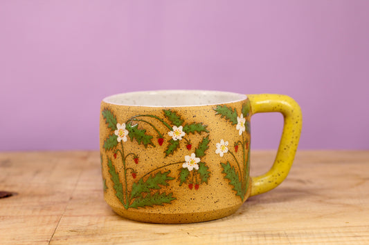 Wildflower Strawberry Mug -Yellow #118- (12 oz.)