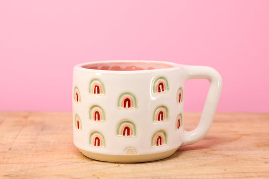 Rainbow Stamped Mug-Pink*SECOND* #95- (11.5 oz.)