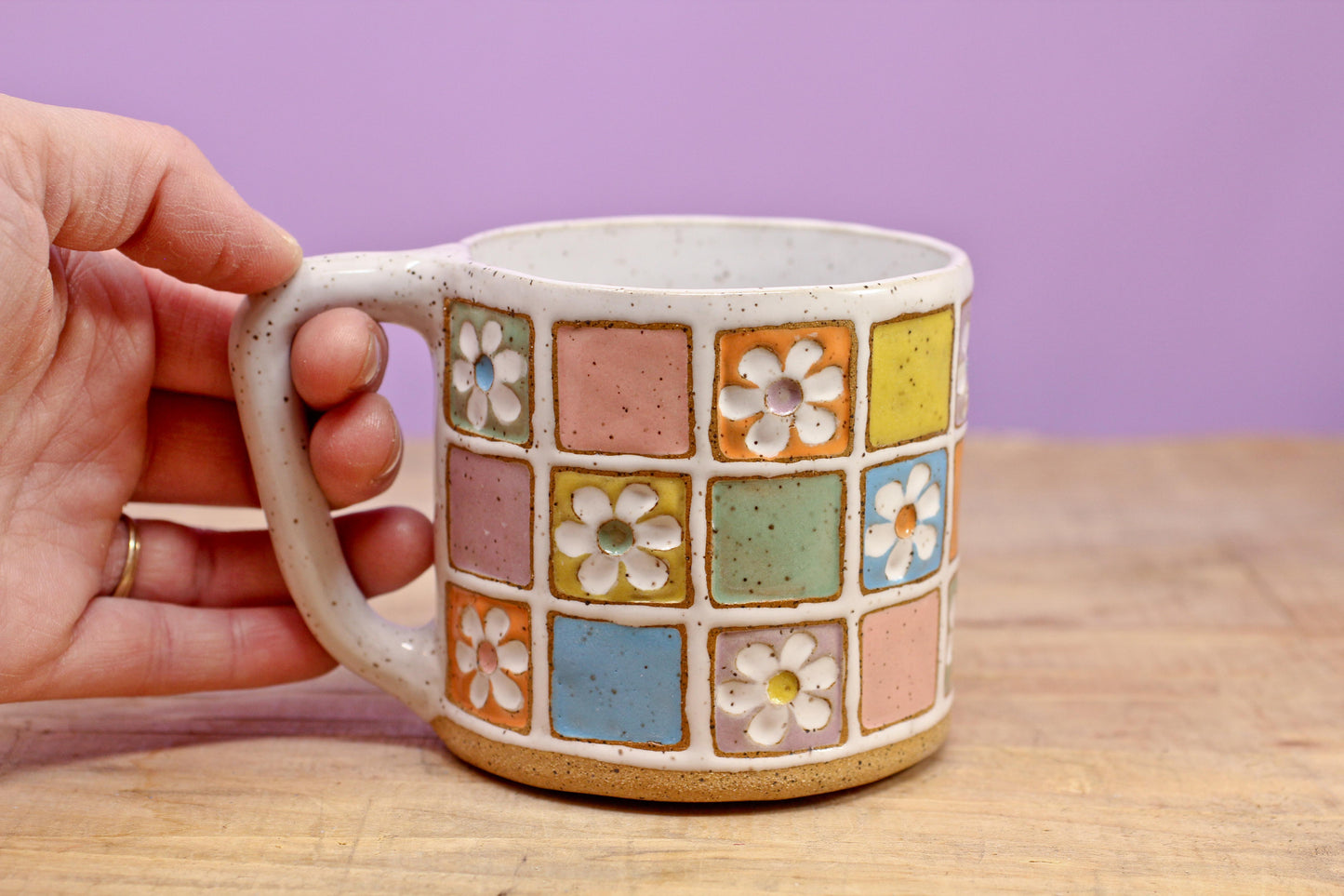 Flower Block Mug #2- (13 oz.)