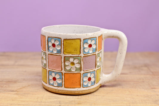 Flower Block Mug #4- (13 oz.)