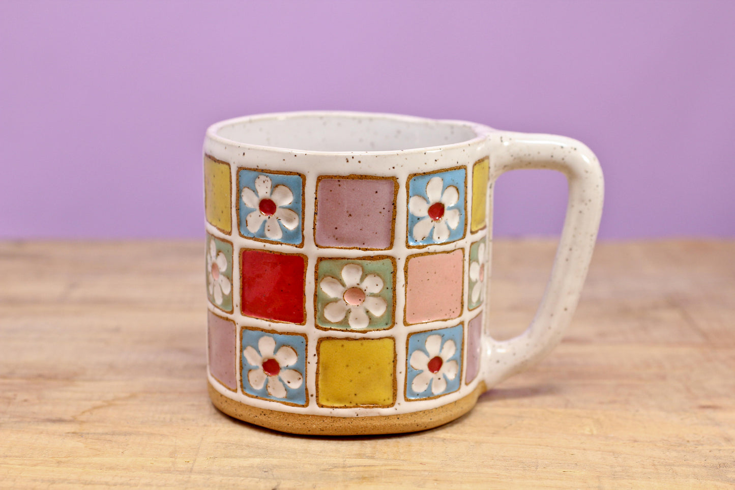 Flower Block Mug #7-( 13oz.)