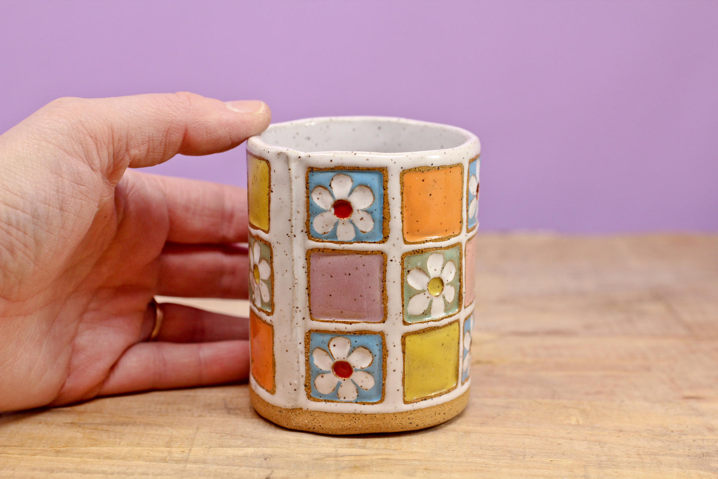 Flower Block Tumbler #13- (8.5 oz.)