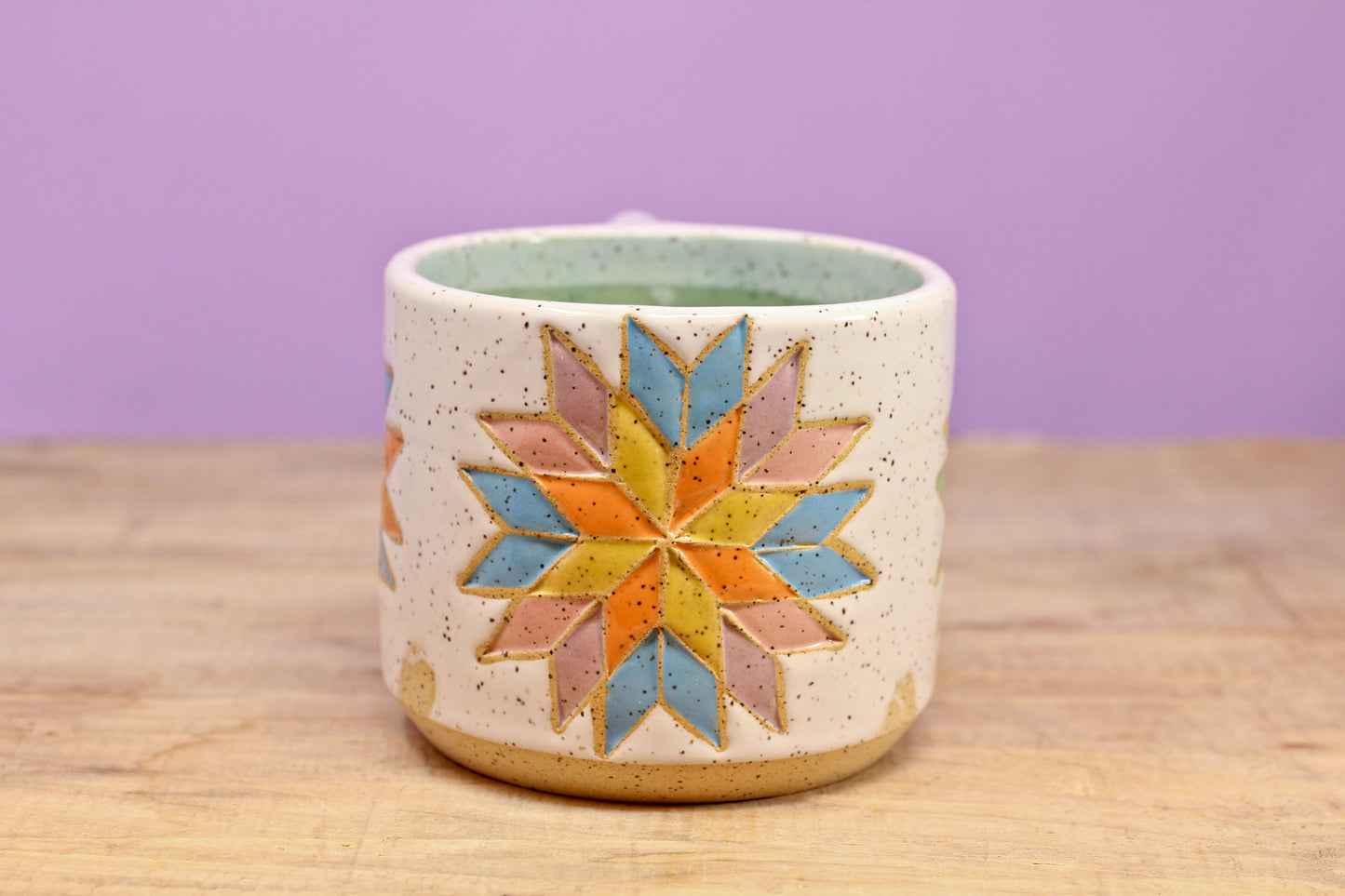 Star Block Quilt Mug-Turq. #47- (13 oz.)