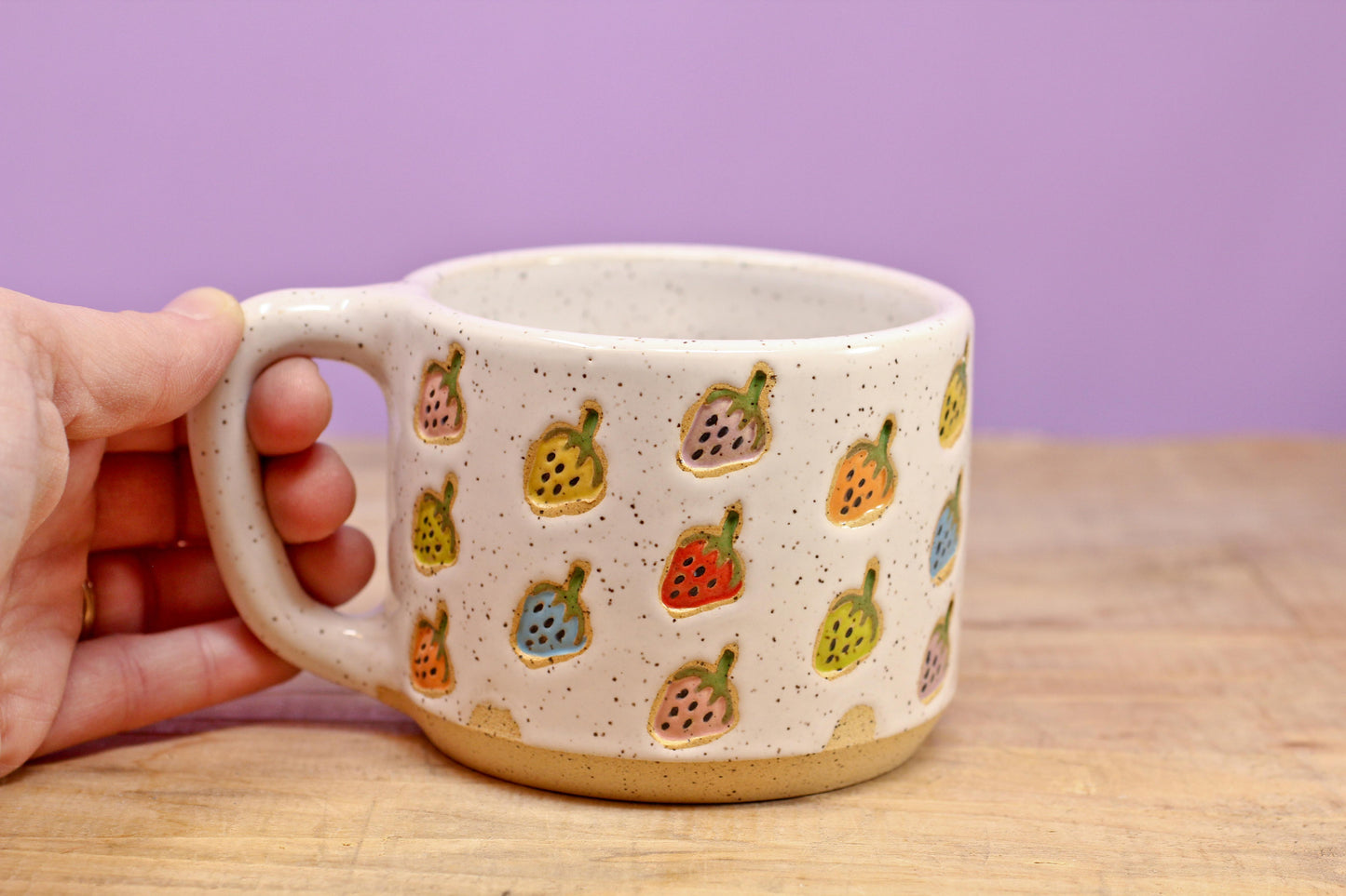 Strawberry Stamped Mug Rainbow #54- (12.5 oz.)